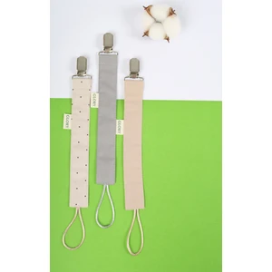 Glory Baby 3'lü Set Emzik Askısı - Emzik Zinciri - Emzik Tutacağı - %100 Pamuk - Kahve Noktalı, Gri, Kahve