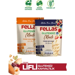 Glutensiz Müsli 2'li - Kırmızı Meyveli 270 gr + Karışık Kuruyemişli 270 gr