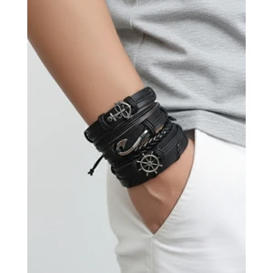 BSN Store Denizci Kombin Mini Figür Çapa Dümen Kanca 6 Adet El Yapımı Deri Bileklik