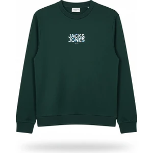 Erkek Minimal Gögüs Baskili Bisiklet Yaka Sweatshirt - New Plas