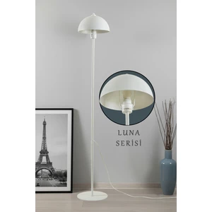Luna Tek Ayaklı Beyaz Metal Lambader | Oturma Odası & Yatak Odası & Salon Lambası