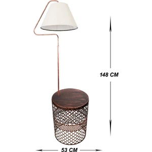 Venon Aydınlatma Lambader Bronz Sehpalı Üçgen Siyah Bakır Patine Krem Şapka