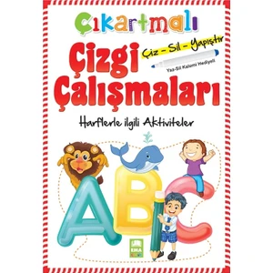 Çıkartmalı Çizgi Çalışmaları Çizsilyapıştır Harflerle İlgili Aktiviteler  (Yazsil Kalemi Hediyeli)
