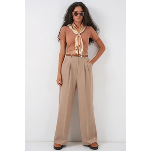 Kadın Yüksek Bel Palazzo Pantolon 30051 - Bej