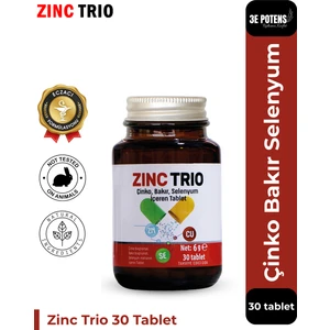 ZINC TRIO 30 Tablet -  Çinko, Bakır ve Selenyum İçeren Mineral Takviyesi