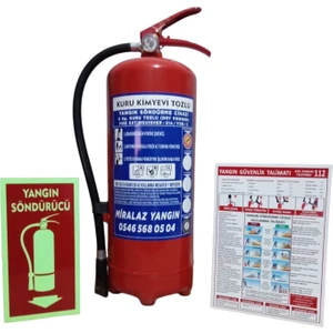 Miralaz Ticaret 6 kg Yangın Söndürme Tüpü Levhalı + Talimatlı + Askı Aparatlı