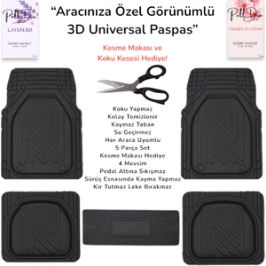 Dacia Duster Uyumlu Universal 5’li Paspas Seti – Kaymaz, Su Geçirmez, Araca Özel Form – Hediye Kesme Makası