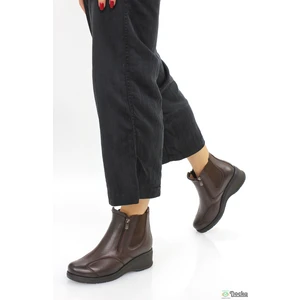 Kadın Fermuarlı Deri Ortopedik Kaymaz Dolgu Taban Günlük Anne Botu F24/KB25652