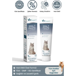 Anti Hairball Malt Paste Tüm Kediler Için Tüy Yumağı Önleyici Sindirime Yardımcı Malt Macun 100 gr
