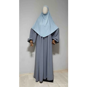 Ahrar Tesettür Kısa Boy Sandy Sufle Khimar Hazır Hijab Eşarp Mavi