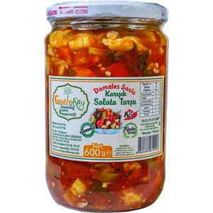 (Hatay) Acı Karışık Salata Turşu (Domates soslu)-600 gr-Cam kavanoz