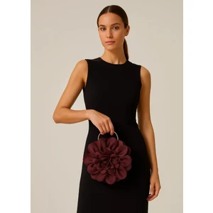 Bordo Kumaş Gold Metal Saplı Gül Çiçek Çanta El Çantası Abiye Günlük Şık Kadın Çantası