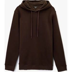 Şardonlu Uzun Kollu Basic Kapşonlu Sweatshirt