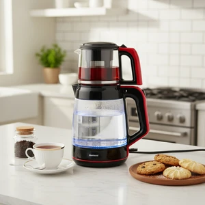 Infinity XL 1764H Cam Çay Makinesi Siyah Kırmızı