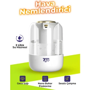 7go 7g-Uhd1 Ultrasonik Çift Çıkışlı Hava Nemlendirici | 2l Su Kapasiteli, Usb-C, LED Işıklı, Sessiz Nano Buhar Teknolojisi