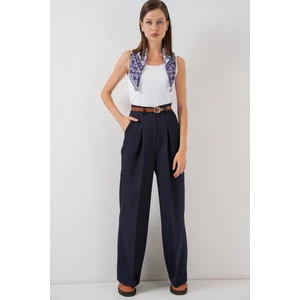 Kadın Yüksek Bel Palazzo Pantolon 30051 - Lacivert