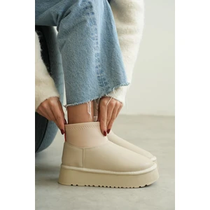 Moda Adam Kadın Royal Streç Kısa Bot - Ten Deri