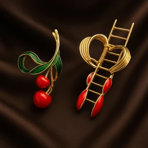 Şehrazat Handmade Tasarım Metal Büyük Boy Kiraz Figürlü Mandal Saç Tokası