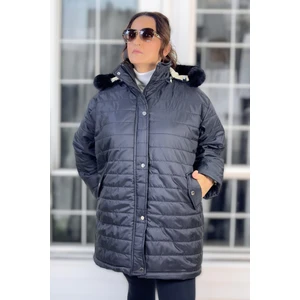 Çıkartılabilir Kapüşonlu Içi Komple Kürklü Ekstra Büyük Beden Şişme Mont