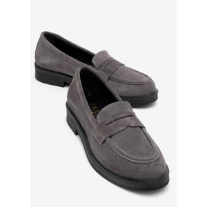 Pline Füme Süet Hakiki Deri Kadın Loafer Ayakkabı
