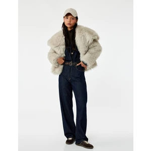 Geniş Yaka Oversize Suni Kürk Ceket