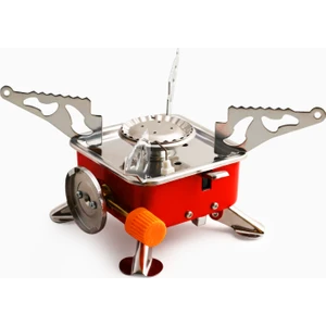 Taşınabilir Mini Portatif Kamp Ocağı Tek Gözlü Kırmızı Renk Kartuşlu Manyeto Çakmaklı Piknik Ocak