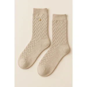 Katia & Bony Kadın Zımbalı Yün Soket Çorap Bej Melanj