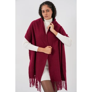 Kadın Yumuşak Dokulu Kalın Şal Atkı 15951 - Bordo