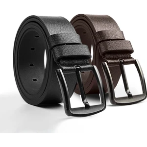 MIPEK DERI 2 Adet Erkek 100 % Hakiki Deri Kot Kemer Siyah / Kahverengi