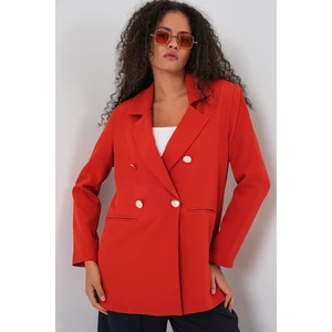 Kadın Kruvaze Yaka Blazer Ceket 0722 - Kiremit