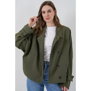 Kadın Oversize Kısa Trençkot 5977 - Haki