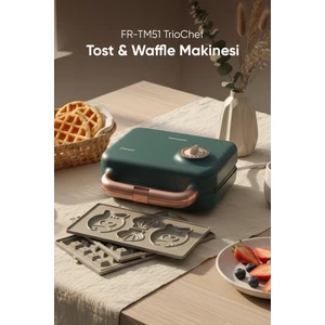 Çıkarılabilir Yapışmaz Plakalı Ikili Waffle ve Mini Tost Makinesi FR-TM51 Triochef