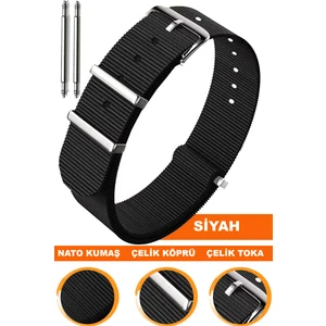  18mm-20mm-22mm-24mm saatlerle uyumlu nato kumaş tekstil saat kordonu kayışı n32nyl1-b