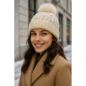 Ponpon Detay Kadın Bere RKŞ-1142 Bej