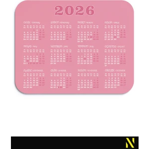 2026 Takvimli Pembe Renkli Ergonomik Mouse Pad - 23 cm X19 cm - Kaydırmaz Taban Ev ve Ofis Kullanımı Için Ideal Fare Altlığı Mousepad