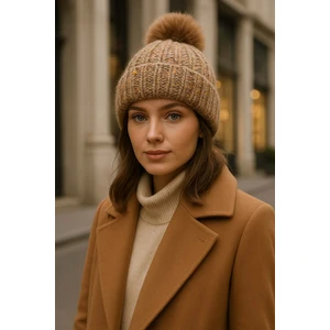 Ponpon Detay Kadın Bere RKŞ-1142 Vizon