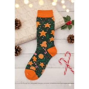 Modares Store Unisex Yılbaşı Çorabı Pamuklu Turuncu