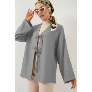 Keten Tesettür Kimono 5968 - Gri