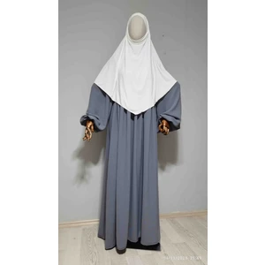 Ahrar Tesettür Kısa Boy Sandy Sufle Khimar Hazır Hijab Eşarp Beyaz