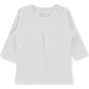 Civil Baby Önü Parçalı 6-18 Ay Kız Tek Üst - Beyaz 18-24 Ay