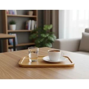 Berina Home Bambu Sunumluk ve Servis Tepsisi - Ahşap Tepsi - Bambu Yağdanlık Altlığı - Peynir Sunumluğu -Kahve Sunumluğu