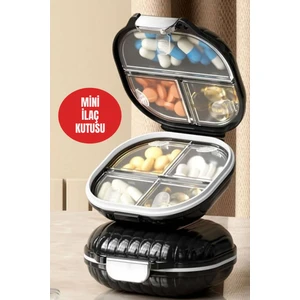 Siyah 7 Bölmeli Hap Kutusu – Sızdırmaz Vitamin ve Ilaç Düzenleyici, Ceplik Seyahat Kabı Mini