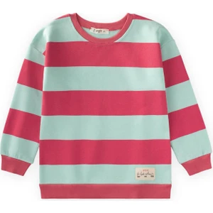 Sweatshirt 4-12 Yaş Mint Mercan Cizgili