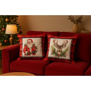 Limon Soft Çift Tarafı Baskılı Candy Christmas Desenli 2'li Set Kadife Kırlent Kılıfı Yılbaşı - Noel