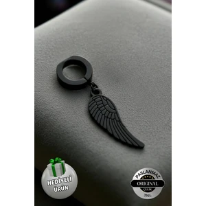 Sıkıştırmalı Mıknatıslı Kanat Model Sallantılı Erkek 316L Çelik Küpe 1 Adet