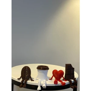 Ekol 3D Kahve Köşesi Dekor Seti-Kalp-Çikolata-Bardak-Kahve Çekirdeği