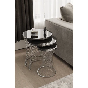 Home Plus Mobilya Hasır Zigon Sehpa Gümüş Kaplama Füme Ayna