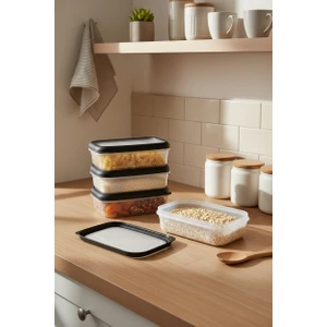 Hide Plus 4'lü Saklama Kabı 700 ml Siyah ( 4x 0,70 Lt)