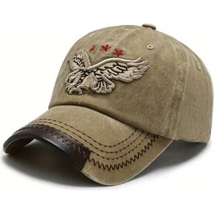 Kartal Nakışlı Vintage Eskitme Retro Model Pamuklu Kot Şapka