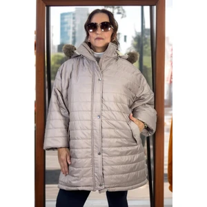 Çıkartılabilir Kapüşonlu Içi Komple Kürklü Ekstra Büyük Beden Şişme Mont